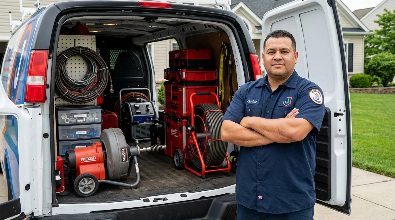 Professional drain cleaning equipment and Johns Plumbing LLC plumber in Tarrytown