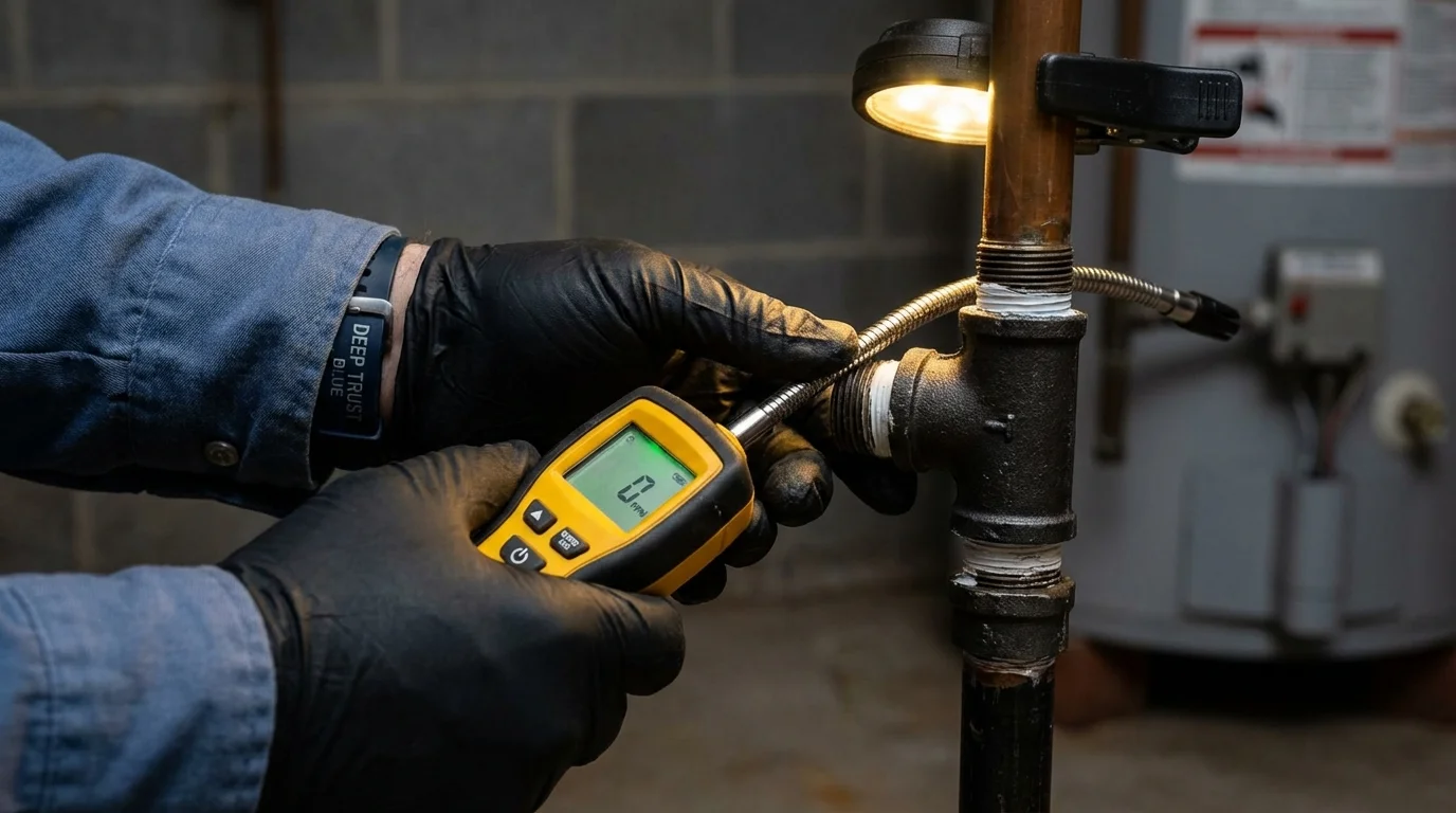 Gas leak detection with electronic sniffer by Johns Plumbing LLC in Tarrytown
